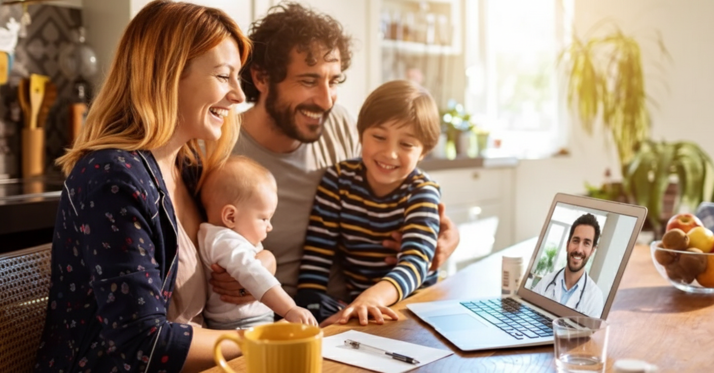 Patient having a video consultation with a GP